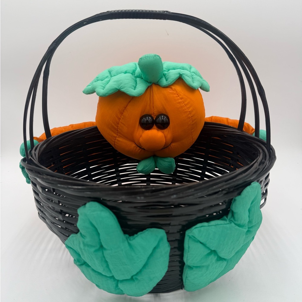 Festive Orange and Black Pumpkin Basket